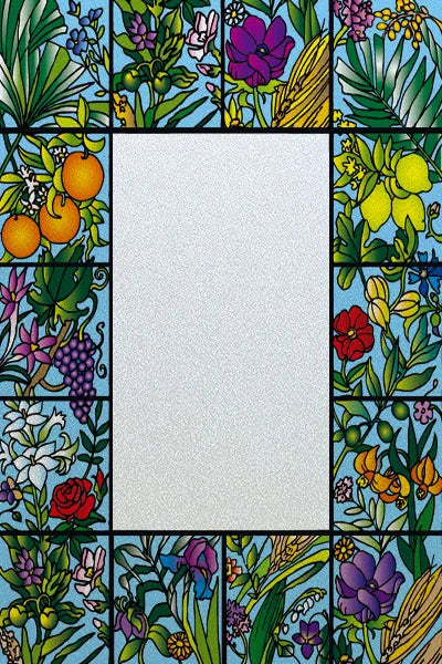 Custom Size Stained Glass Window Film Fruit Pattern Grape Mango Watermelon For Rectangular Shape Glass Office Door Home Decor