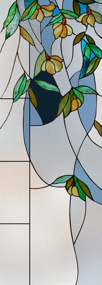 Stained Glass Vinyl Window Stickers Frosted Surface Bedroom Bathroom Decor Window Film Privacy Leaves  Flower Custom Size