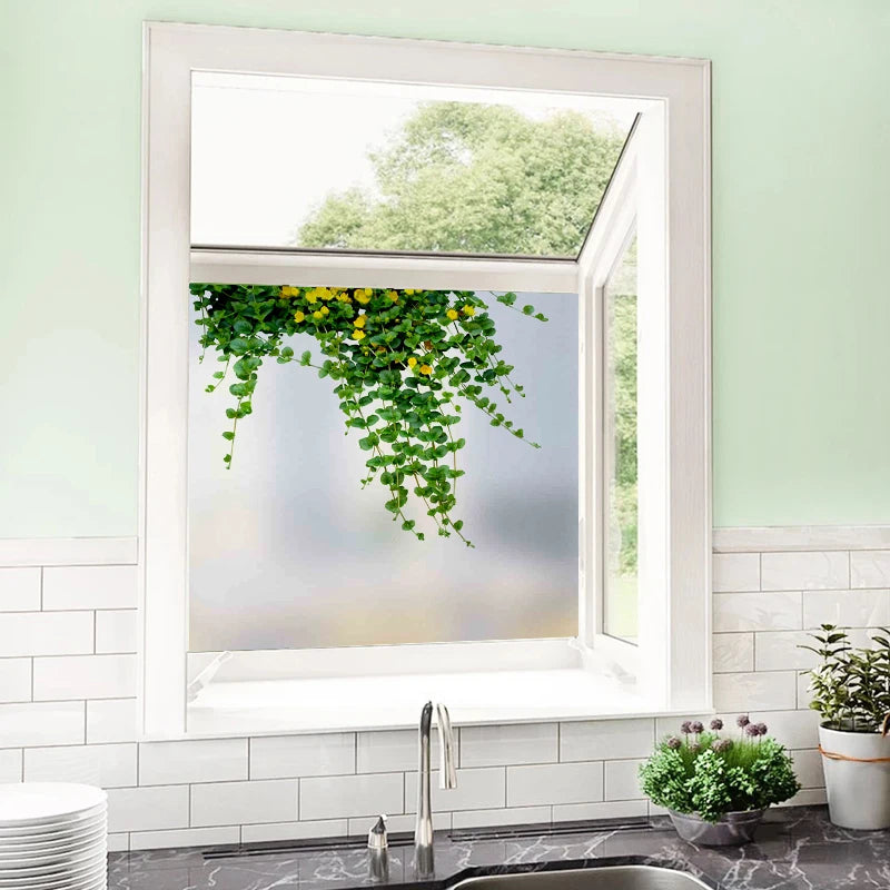 Frosted Stained Glass Window Film, Customized Decor Design, Leaf Static Cling Sticker,Home Decor Foil, Treatment