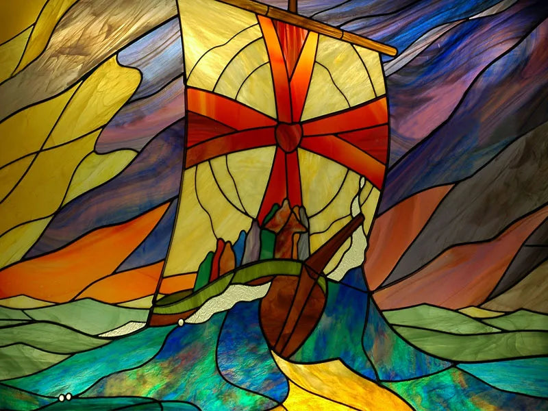 Custom Size Stained Glass Window Film, Frosted Privacy, Static Cling, Church, Mythological People, Transom Window, Home Decor