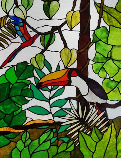 Custom Size Window Stained Glass Films,Bird,Peacock, Static Cling Stickers For Bathroom Bedroom Door Office Home Decor