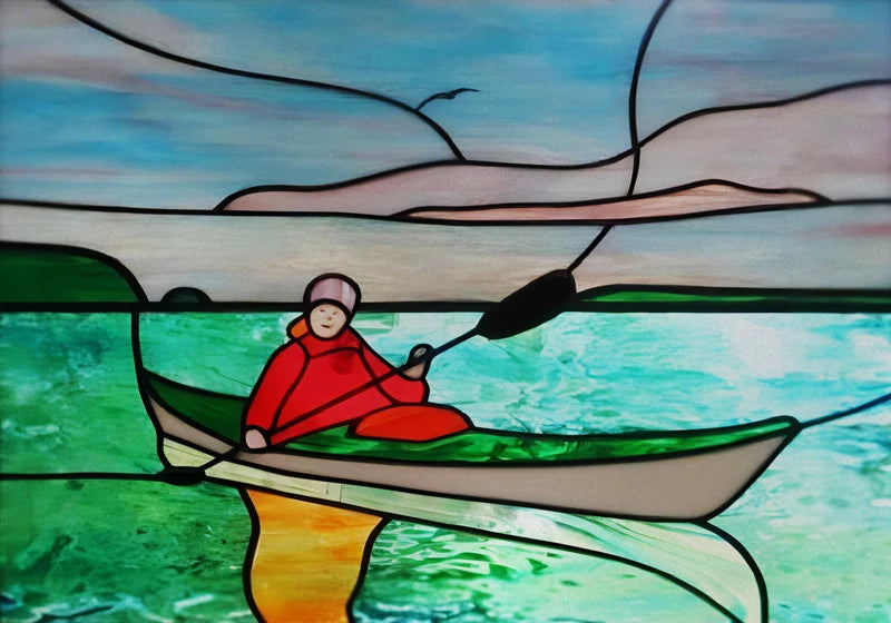 Landscape painting Stained Glass Films Transom/Windows Film Glass Sticker Static Cling Retro Vintage Style Custom Size