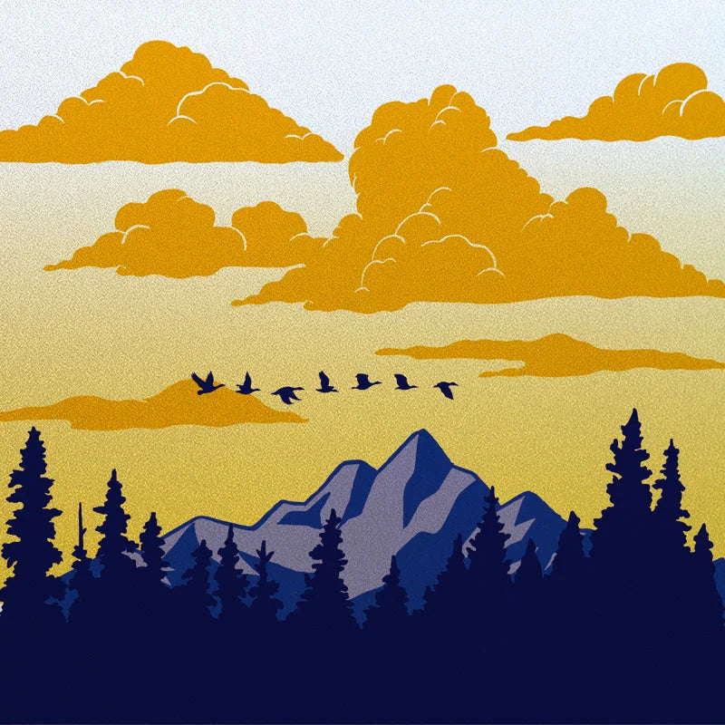 Stained Glass Wndow Films,Frosted Glass Sticker,Static Cling,for Bathroom Kiechen Door Office Home Decor Custom size Mountain