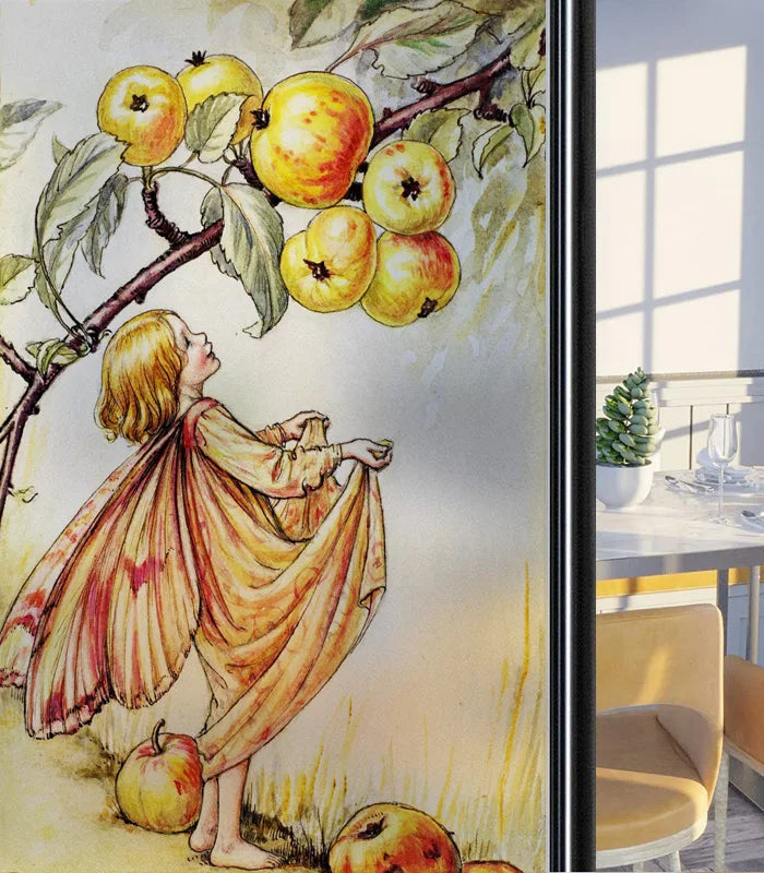Custom Size Glass Window Film Static Cling Frosted Glass Films Foil Stickers Waterproof For Bathroom Kitchen Door Flower Fairy