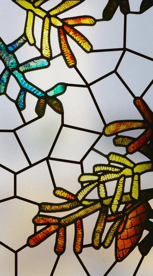 Custom Size 3D Matte Window Film, Stained Glass, Decorative UV Sticker, Privacy Frosted Static Cling Decal for Glass Door, Tree