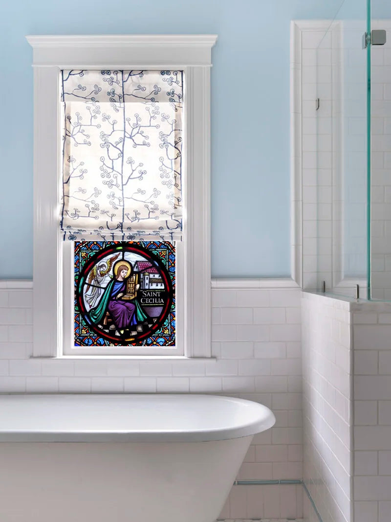 Custom Frosted Stained Glass Window Film,Static Cling Reusable,Jesus Christ Angels Virgin Mary Picture Decor Window Treatment