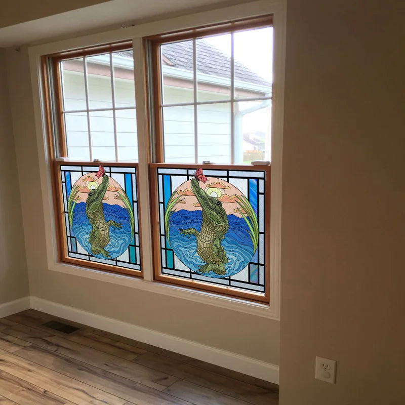 Custom size Window Film Stained Glass Films Frosted Privacy Static Cling Background Sticker Aquarium Ocean Poster Fish Tank Film