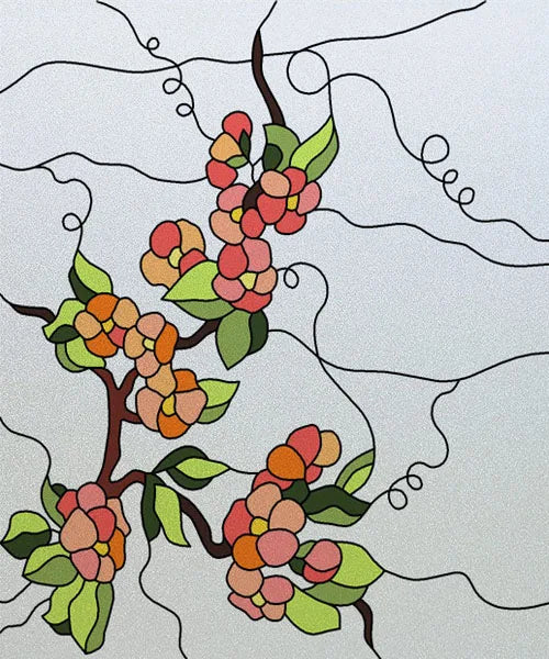 Custom size Glass Films Stained Glass Stickers Static Cling Frosted Privacy PVC Print Flower,Cat,Fish For Window Door Home Decor