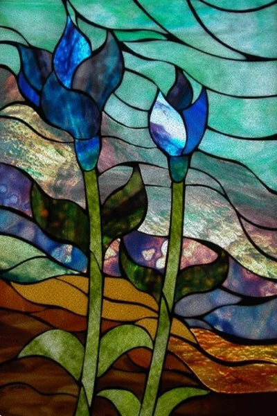 Custom Size Stained Glass Stickers,Static Cling,Frosted Privacy Print Tree, Window Door, Home Decor