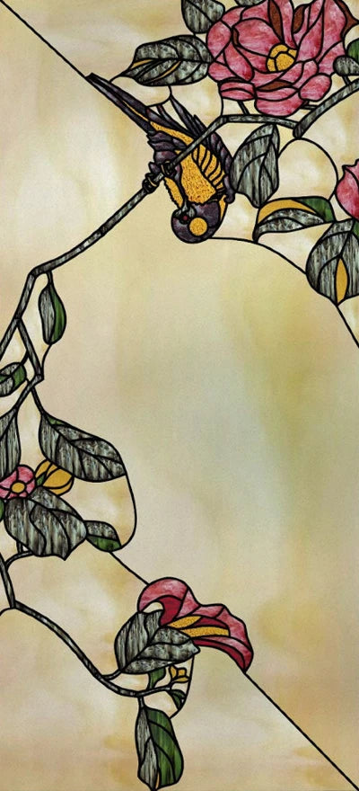 Frosted Stained Glass Window Film, Customized Art Decor Design, Flower Tree, Cat,Static Cling Sticker,Home Decor, Treatment