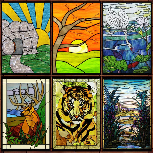 Window Film Frosted Stained Glass Films,Customized Static Cling Door Sticker,Privacy Protection Reusable Home-Decor