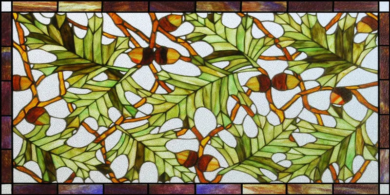 Window Film Stained Glass Stickers,Custom size Static Cling Frosted Privacy,Bird Tree Print For Transom Window Glass Home Decor