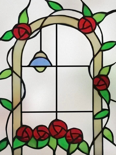 Window Film Stained Glass Films Frosted Static Cling Light-transparent Opaque Privacy Glass Sticker Home Decor Rose Flowers