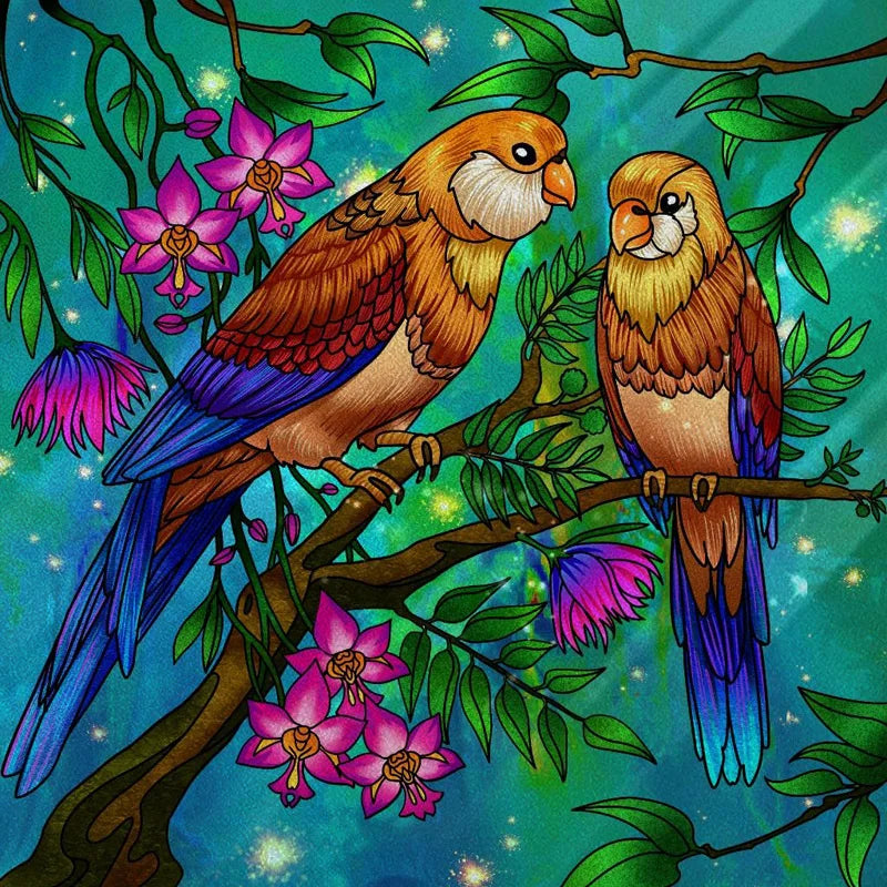 Window Film Frosted Stained Glass Films Static Cling Privacy Door Sticker Kitchen Office Home Decor Birds Peacock Customized