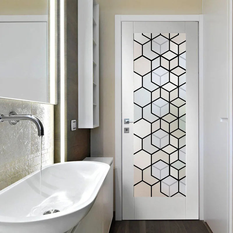 Custom Size Stained Glass Window Film,Frosted Privacy, Static Cling,Retro Prairie Style Stickers,Kitchen Bathroom Door, Home