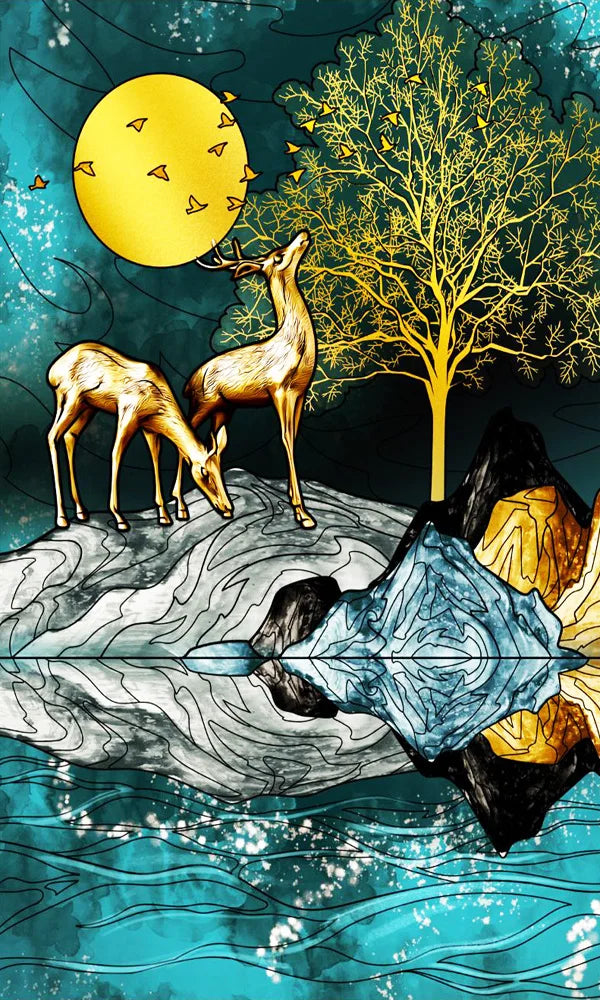 Customized Size No Glue Static Cling Frosted Stained Glass Window Films for Bathroom Door Home Decor Print Mosaic Night Moon