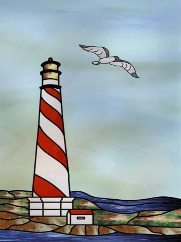 Custom Size Stained Glass Films,Privacy Static Cling,Print Castle, Lighthouse Tower, Sailboat Door Sticker,Office, Home Decor