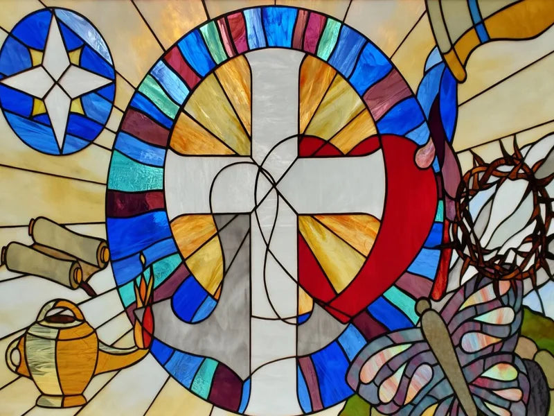 Custom Size Stained Glass Window Film, Frosted Privacy, Static Cling, Church, Mythological People, Transom Window, Home Decor