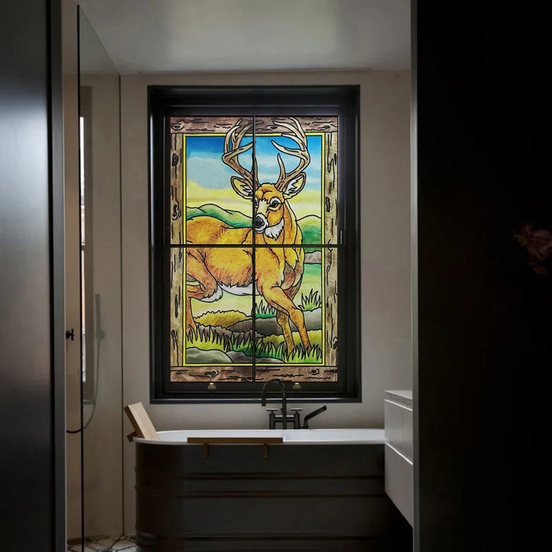 Customized Stained Glass Film Window Films Static Cling Frosted Sticker Church Peacock Birds Cat For Door Bathroom Home Decor