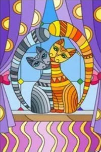 Customized Stained Glass Film Window Films Static Cling Frosted Sticker Japanese-Style Home Decor Cat  Cherry Blossom Poster