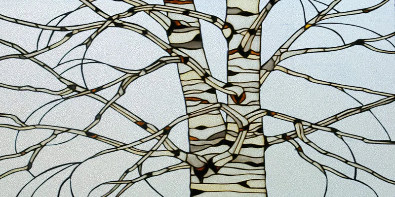 Window Film Stained Glass Stickers,Custom size Static Cling Frosted Privacy,Bird Tree Print For Transom Window Glass Home Decor