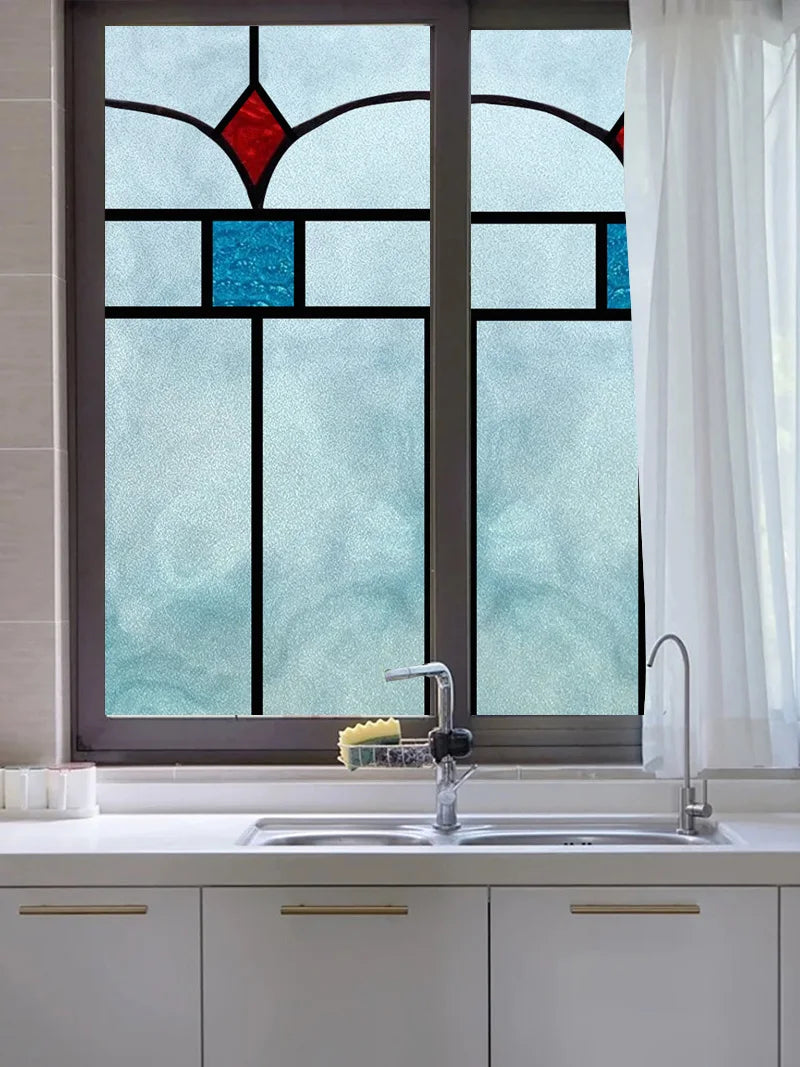 Custom Size Window Film, Stained Glass Sticker, Western Style, Privacy Frosted, Static Cling, Door, Office Home Decal