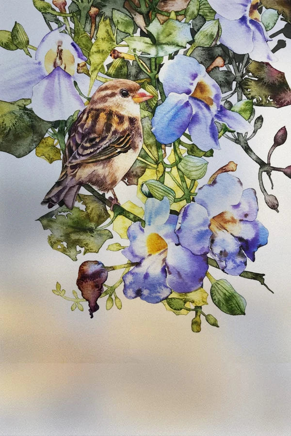 Frosted Stained Glass Window Film, Customized Decor Design, Flower Static Cling Sticker,Home Decor Foil, Treatment