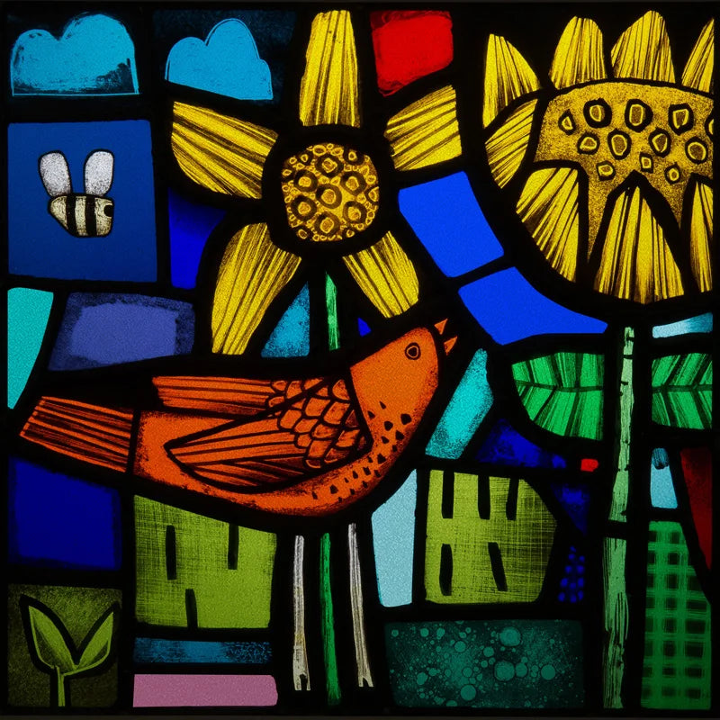 Custom size Glass Films Stained Glass Stickers Static Cling Frosted Privacy PVC Print Natural Village For Window Door Home Decor