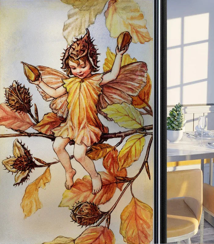 Custom Size Glass Window Film Static Cling Frosted Glass Films Foil Stickers Waterproof For Bathroom Kitchen Door Flower Fairy
