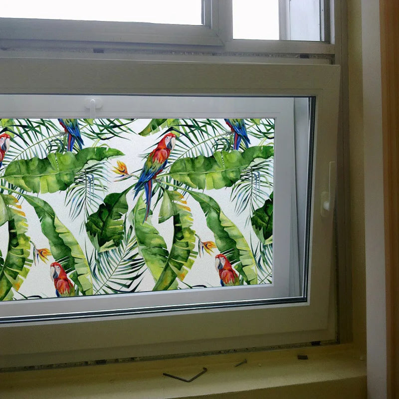 Window Film Stained Glass Films Static Cling Stickers for Bathroom Kitchen Office Home Decor,Birds Peacock,Heron,Owl,Custom size