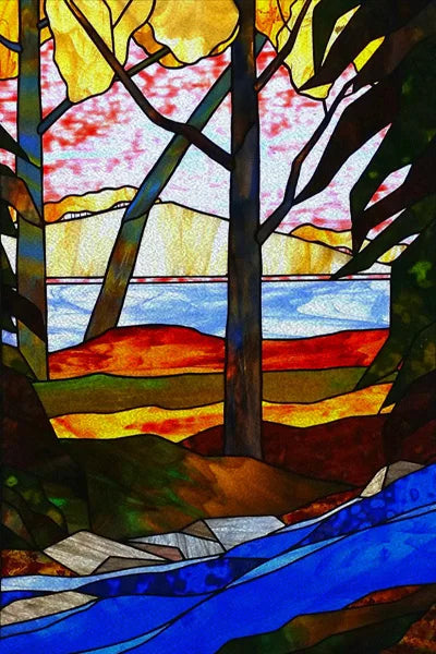 Custom Size Stained Glass Stickers,Static Cling,Frosted Privacy Print Tree, Window Door, Home Decor