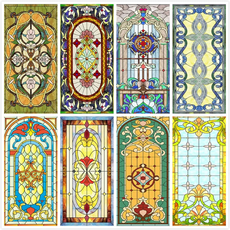 Electrostatic Cling Frosted Stained Glass Window Film, Custom Size, Home Foil Door Stickers, PVC Self-Adhesive Window Films