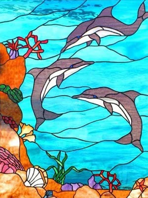 Custom Size Glass Window Film Static Cling Frosted Glass Films Stickers For Wardrobe Bathroom Kitchen Door Fish Dolphin Poster