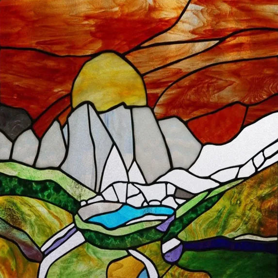 European Church Mosaic Stained Glass Films,Window Stickers Static Cling,Sun, Mosaic, Custom made to fit any Window Size or Shape