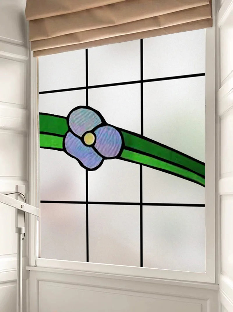 Window Film Stained Glass Films Frosted Static Cling Light-transparent Opaque Privacy Glass Sticker Home Decor Rose Flowers