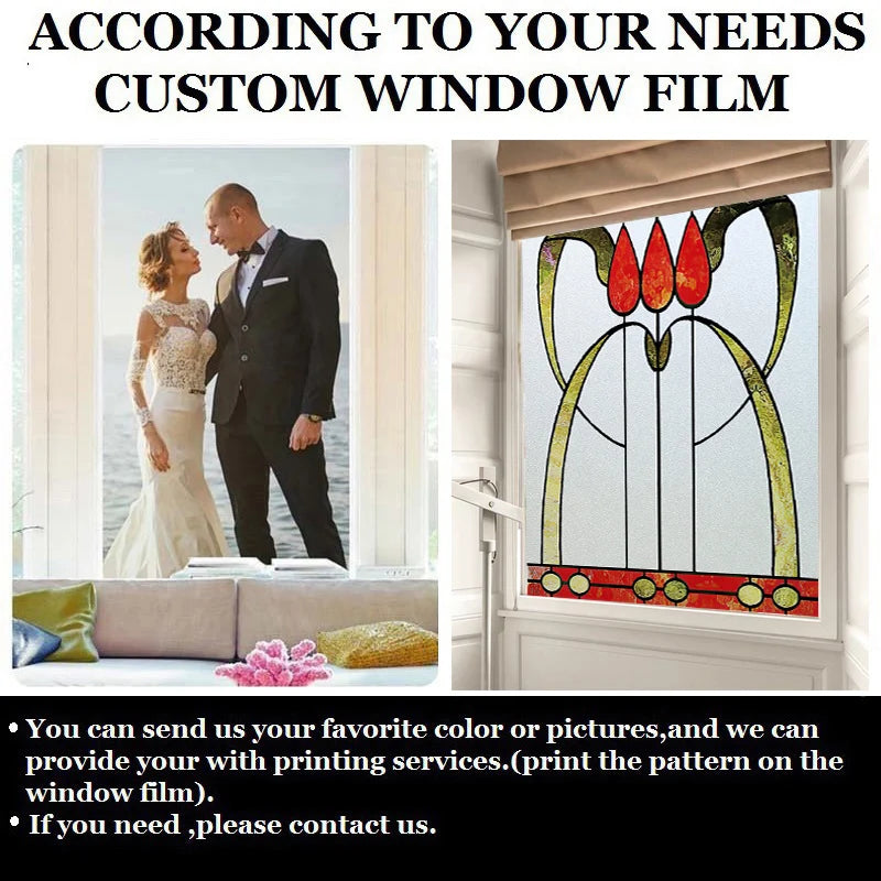 Stained Glass Window Film Frosted Glass Sticker,Custom made to fit any Window Size or Shape,Kitchen Bathroom Door Home Decor