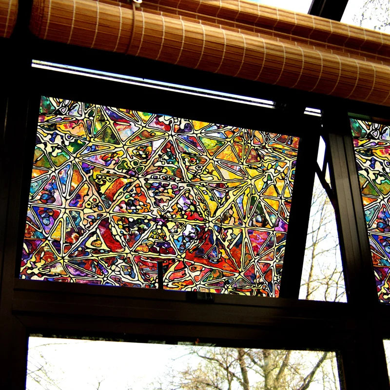 Stained Glass Window Film Frosted Glass Sticker Forest Customized Abstract design for Bathroom Kitchen Door Office Home Decor