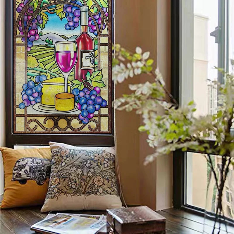 Customized Stained Glass Film Window Films Static Cling Frosted Sticker Church Peacock Birds Cat For Door Bathroom Home Decor