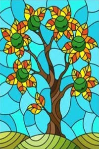 Custom Size Stained Glass Window Film Fruit Pattern Grape Mango Watermelon For Rectangular Shape Glass Office Door Home Decor