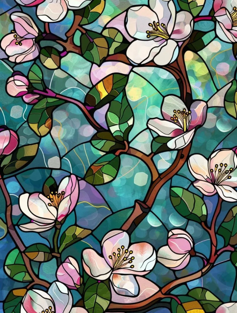 Stained Glass Window Film, Frosted Window Film, ,Privacy,No Glue, Static Cling, Home Decorative Flower