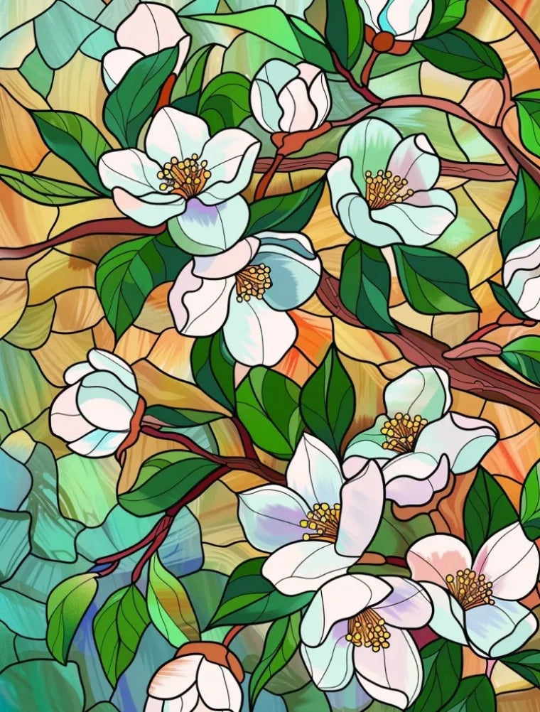 Stained Glass Window Film, Frosted Window Film, ,Privacy,No Glue, Static Cling, Home Decorative Flower