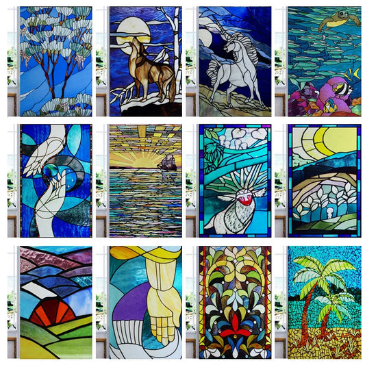 Customized Window Film Frosted Stained Glass Films,Static Cling Reusable Remove,Privacy Protection  Door Sticker Home-Decor