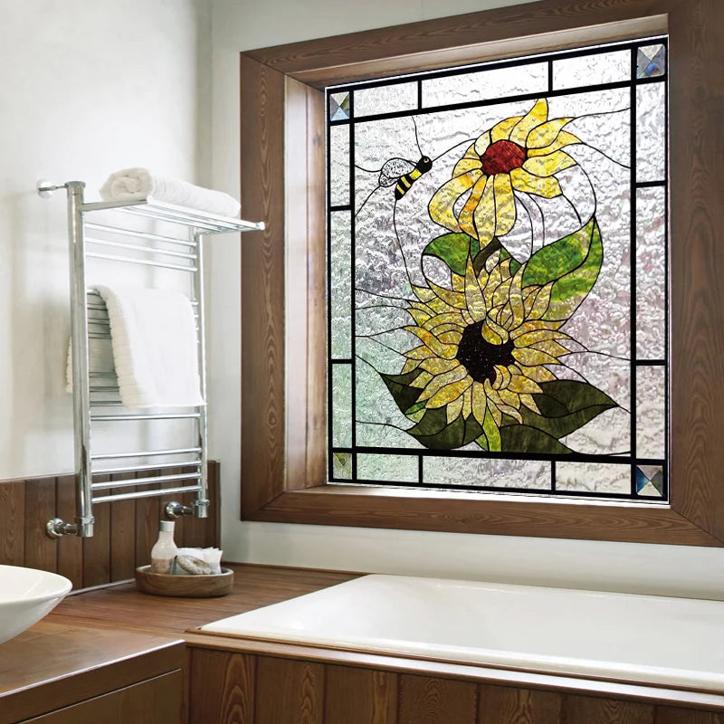 Window Film Stained Glass Films,Customized Art Deco Design,Birds Static Cling Sticker,Home Decor Foil,Window Treatment