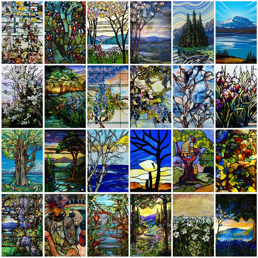 Custom Size Window Film, Stained Glass Stickers, Static Cling, Frosted Privacy, Vintage  Paintings for Window Door, Home Decor