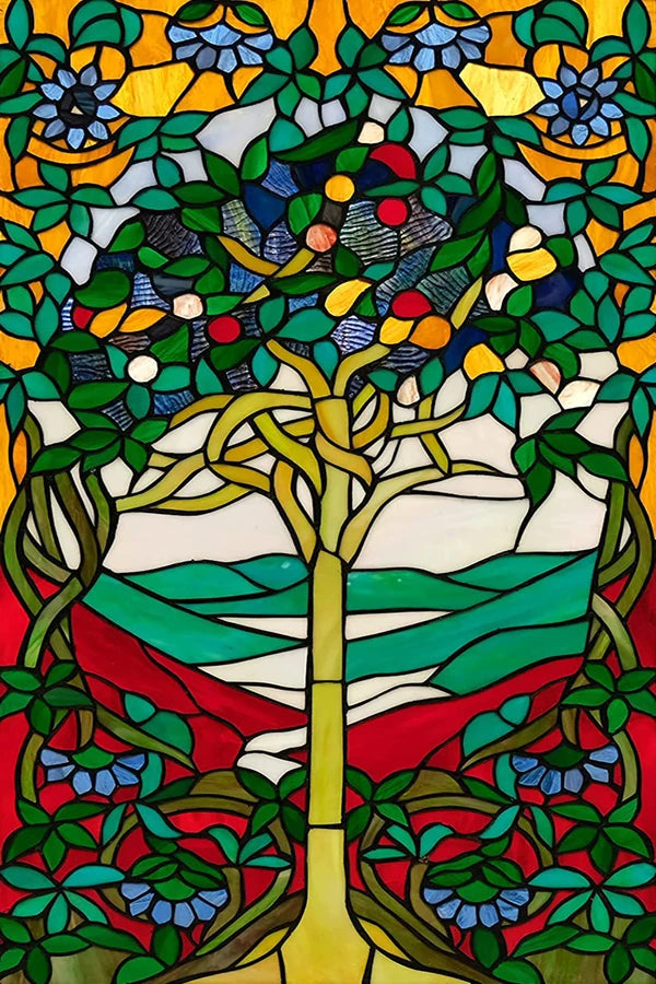Frosted Stained Glass Window Film, Customized Tiffany Trees, Static Cling Sticker,Bathroom Door, Kitchen, Office, Home Decor
