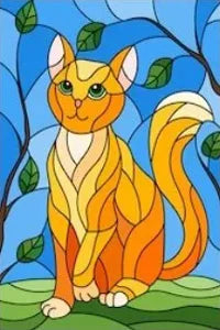 Customized Stained Glass Film Window Films Static Cling Frosted Sticker Japanese-Style Home Decor Cat  Cherry Blossom Poster