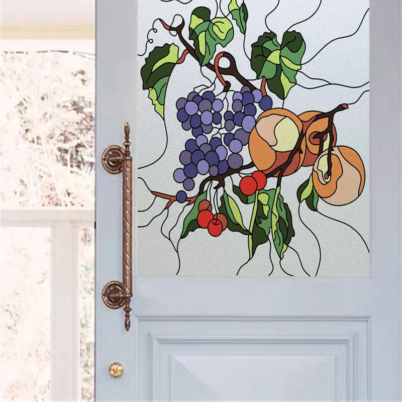 Custom size Glass Films Stained Glass Stickers Static Cling Frosted Privacy PVC Print Flower,Cat,Fish For Window Door Home Decor