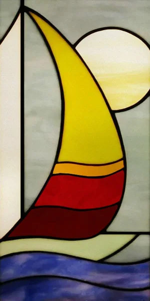 Custom Size Window Film, Stained Glass Stickers, Static Cling, Frosted Privacy Print, Sun,Sailboat,for Window Door, Home Decor