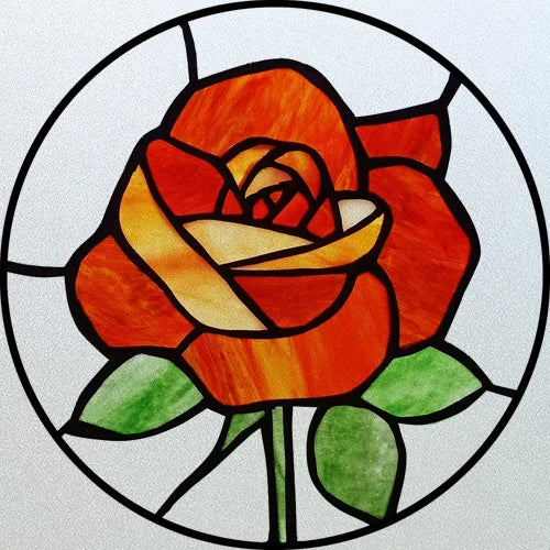 Customized Stained Glass Window Glass Films,Privacy Frosted Static Cling, Classic Pattern for Round Door, Home Decor