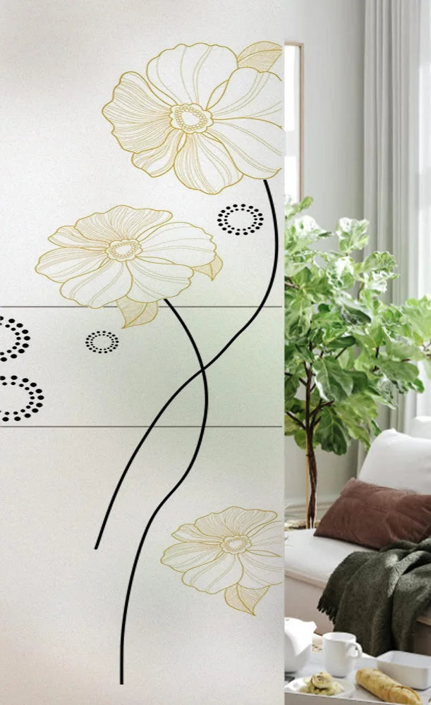 Custom Size Stained Glass Window Film, Frosted Privacy, Static Cling, Retro Country, Door Sticker, Bathroom, Office, Home Decor